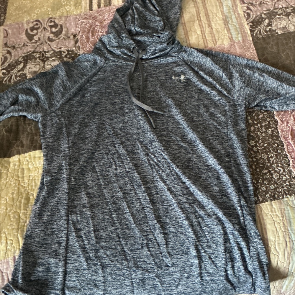 Under Armour Blue marled Hooded Athletic Shirt